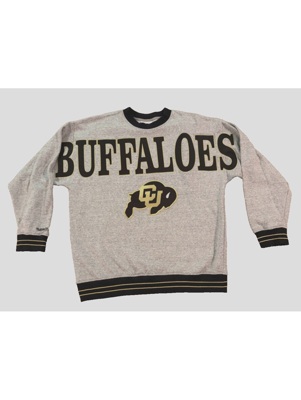 Colorado Buffaloes Spell Out Satin Logo Sweatshirt Mens Gray Mitchell & Ness L